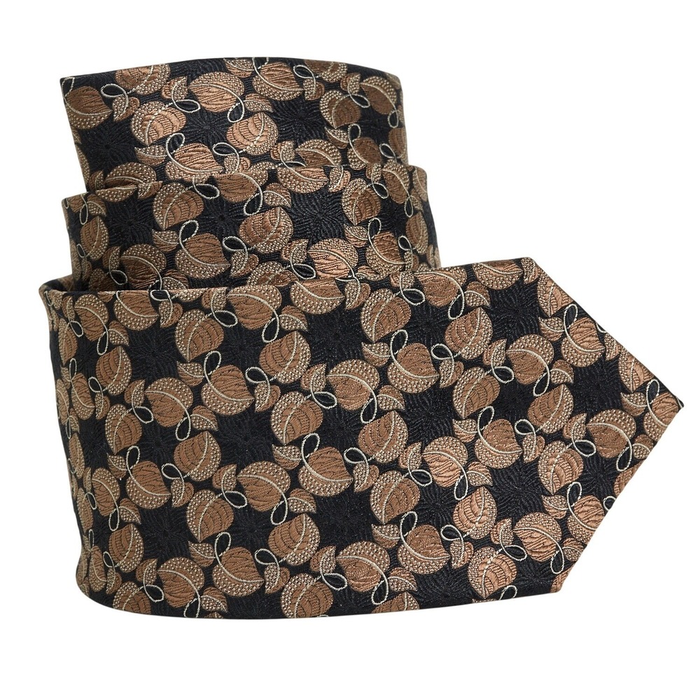 Jos. A. Bank Necktie Men One Size Black Bronze Leaf Pattern 100% Silk